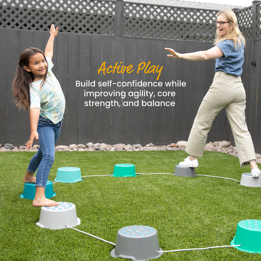 Bucket Balancing Rope Stepping Buckets with Storage Carry Bag, Non-Skid Balance Stones