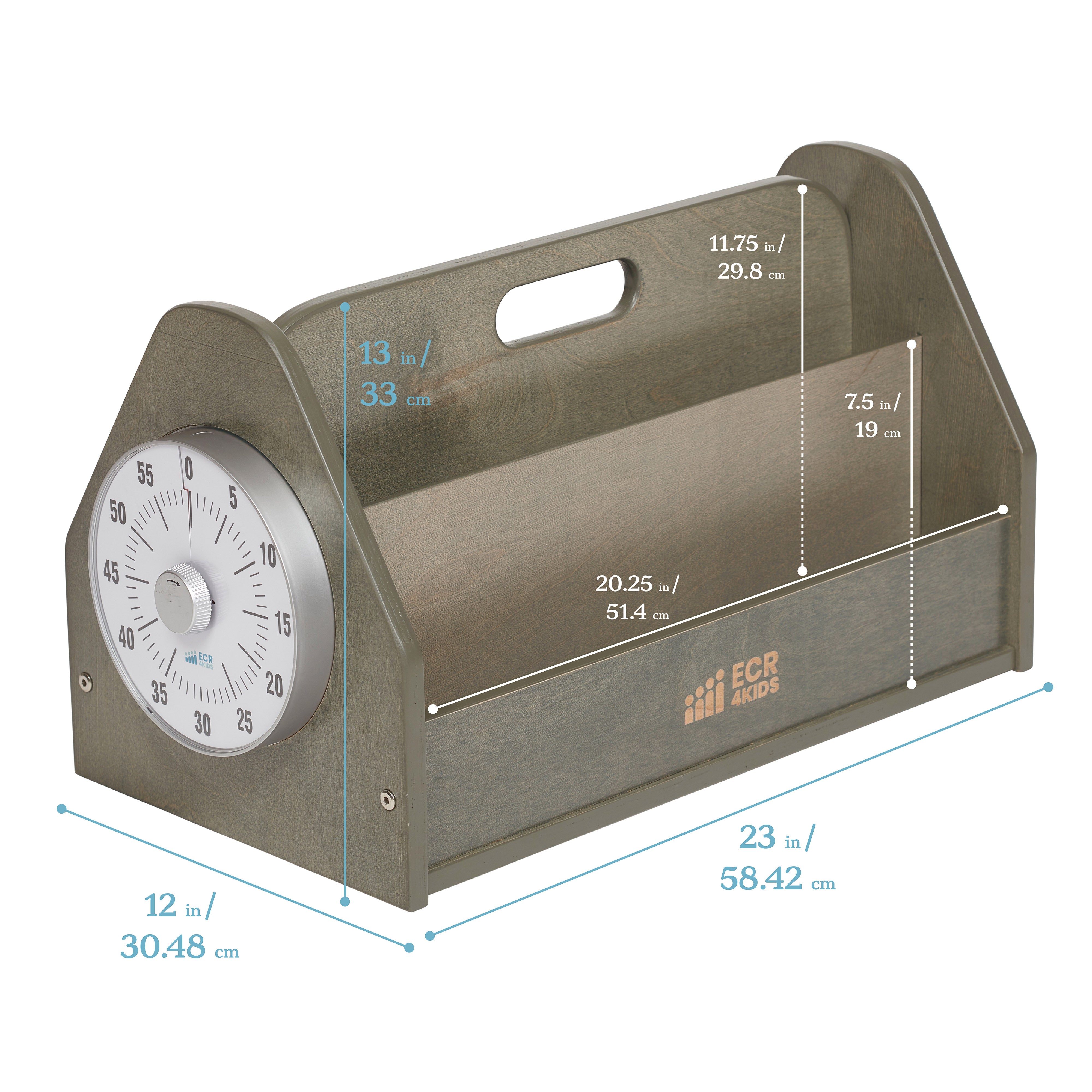 Double-Sided Book Caddy with Countdown Timer, Portable Library