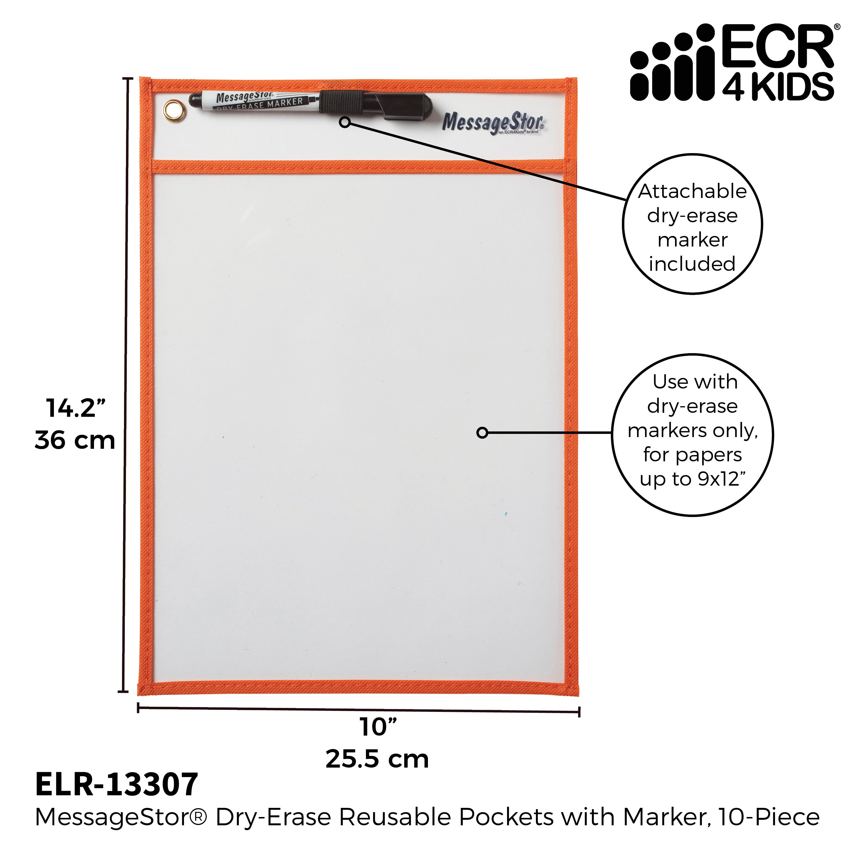 MessageStor® Dry-Erase Reusable Clear Pocket Sleeves with Markers, 60-Piece, Assorted