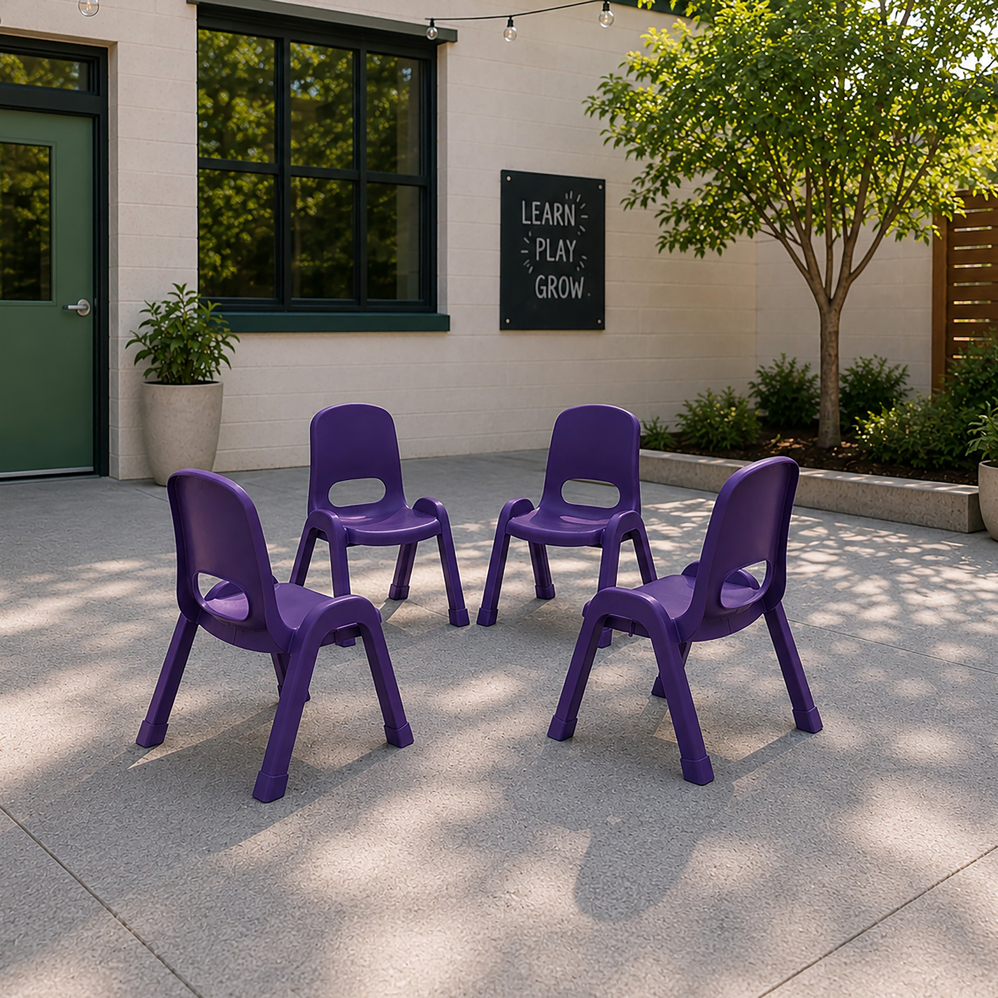 SitRight Plastic Stackable Chair, 11in Seat Height, 4-Pack
