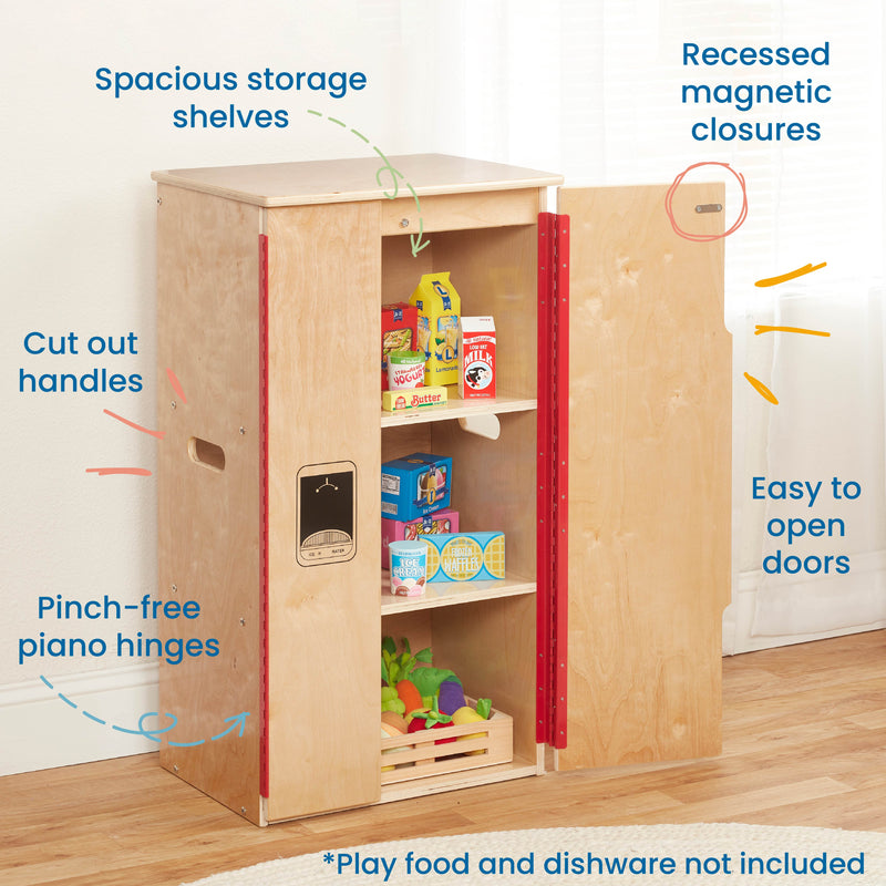 Play Kitchen Refrigerator, Wooden Playset