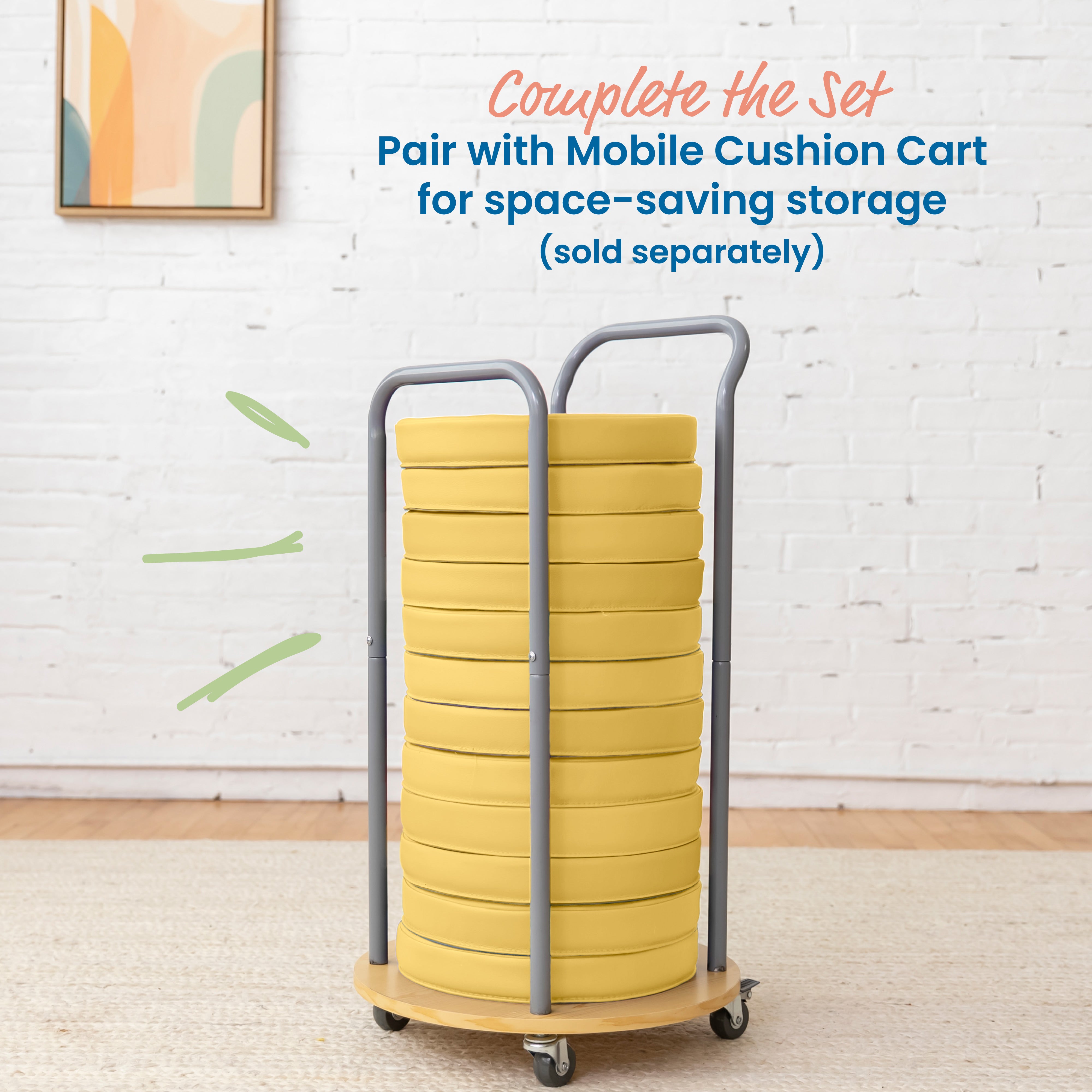 Floor Cushions, Round, 6-Piece