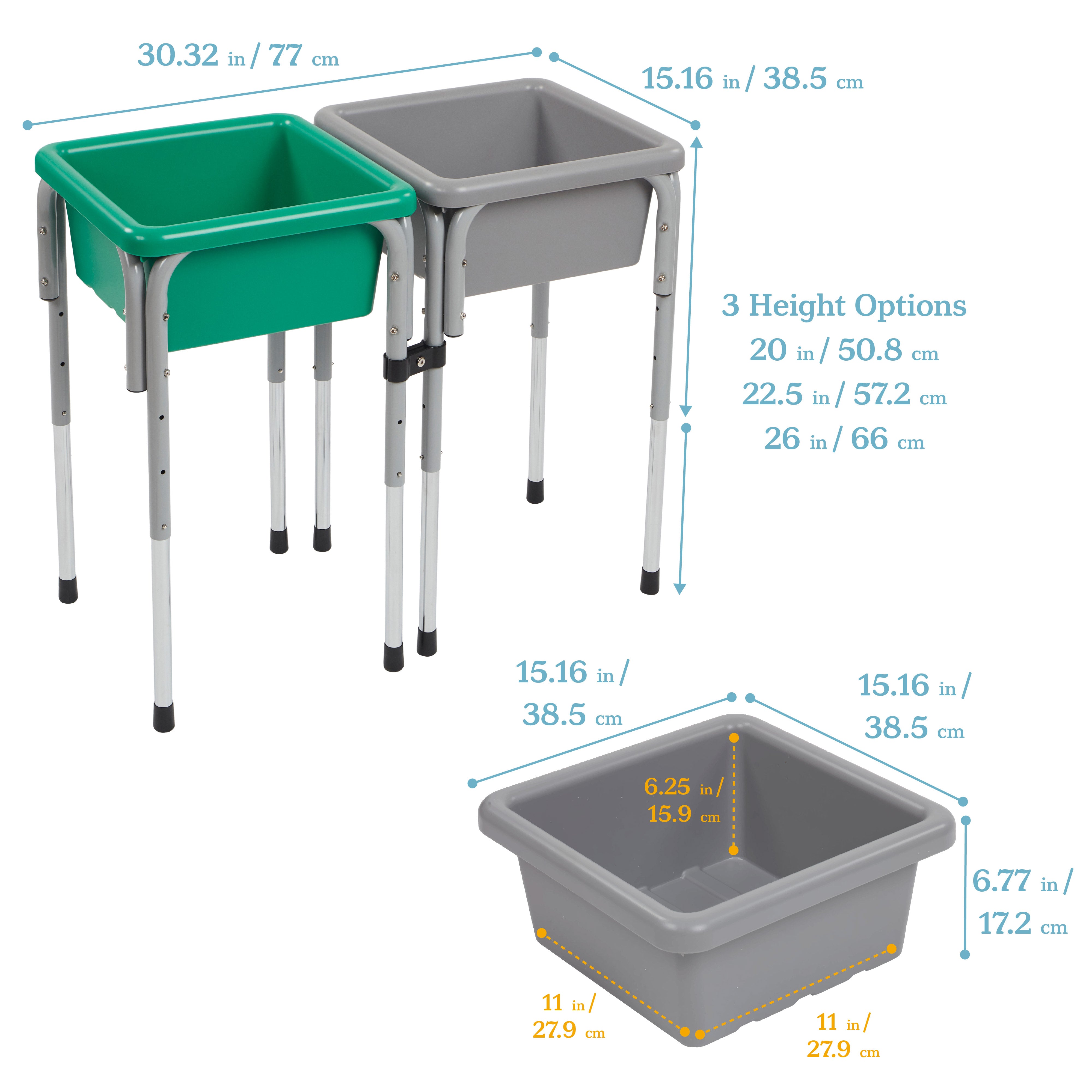 2-Station Sand and Water Adjustable Play Table, Sensory Bins