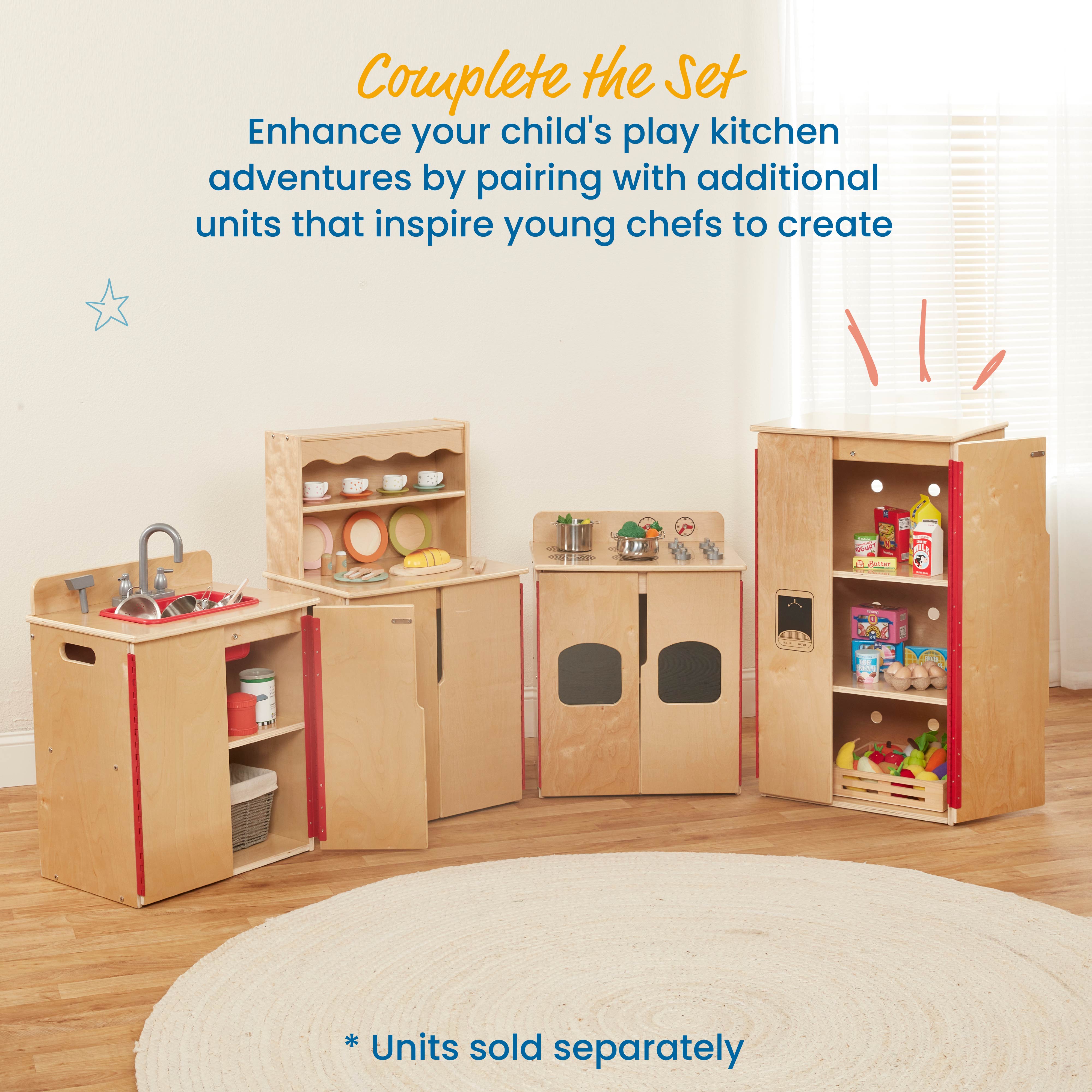 Play Kitchen Refrigerator, Wooden Playset