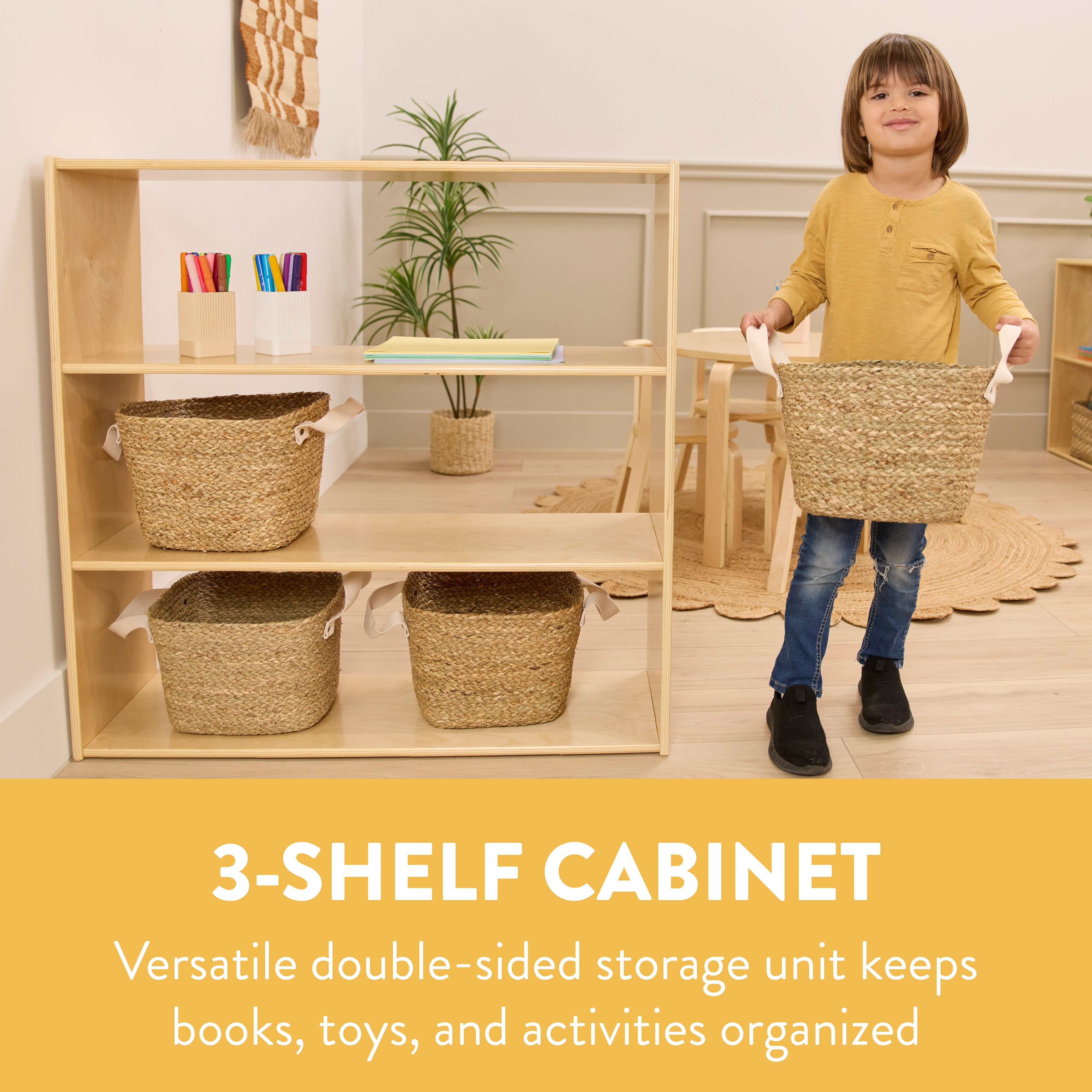 Sleekline 3-Shelf Double-Sided Storage Cabinet, 36in H