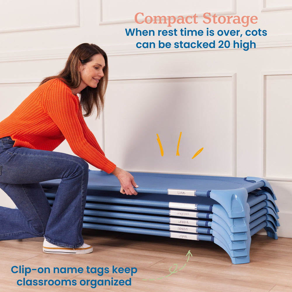 Stackable Cots Stackable Cozy Cot with Storage and Name Tags, 6-Pack