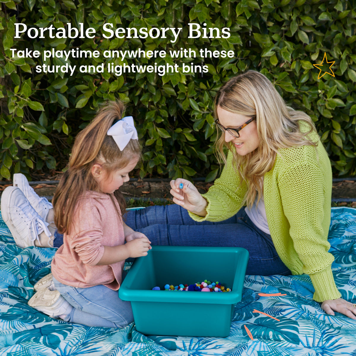 Stackable Square Bins with Non-Snap Lids, 2-Pack