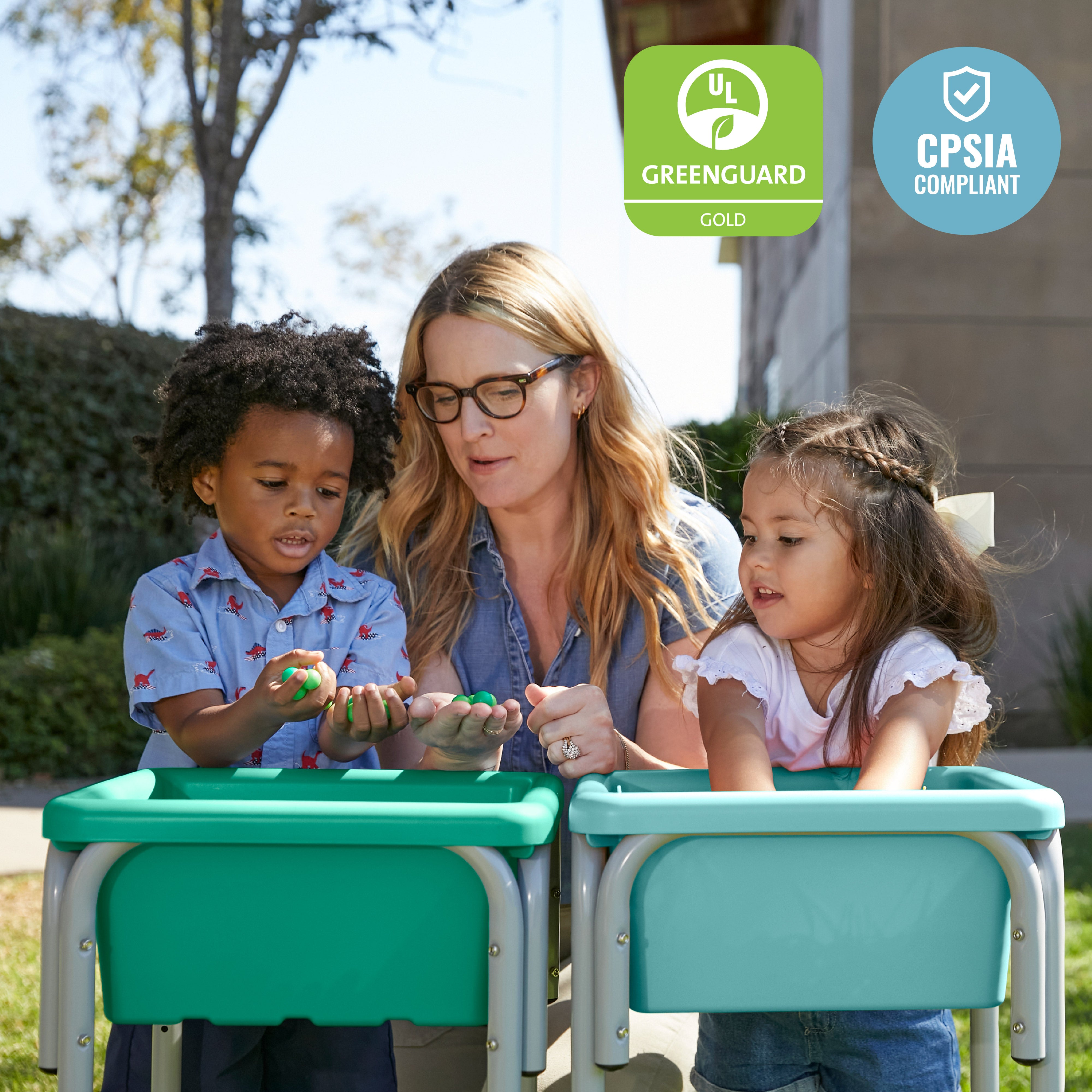 2-Station Sand and Water Adjustable Play Table, Sensory Bins