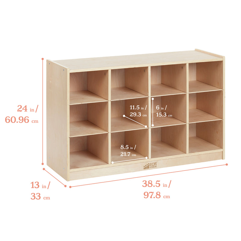 12 Cubby Mobile Tray Storage Cabinet, 3x4, Classroom Furniture