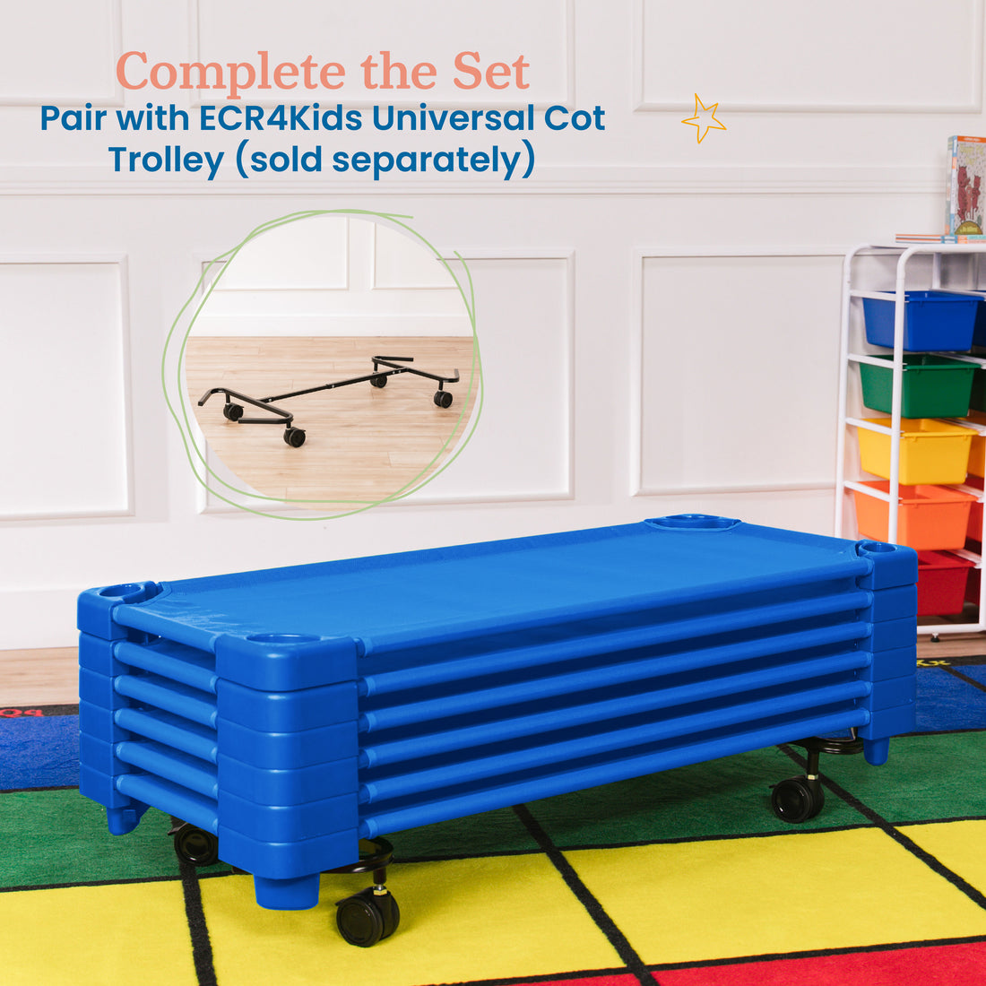 Stackable Kiddie Cot, Ready-to-Assemble, Standard Size, 6-Pack