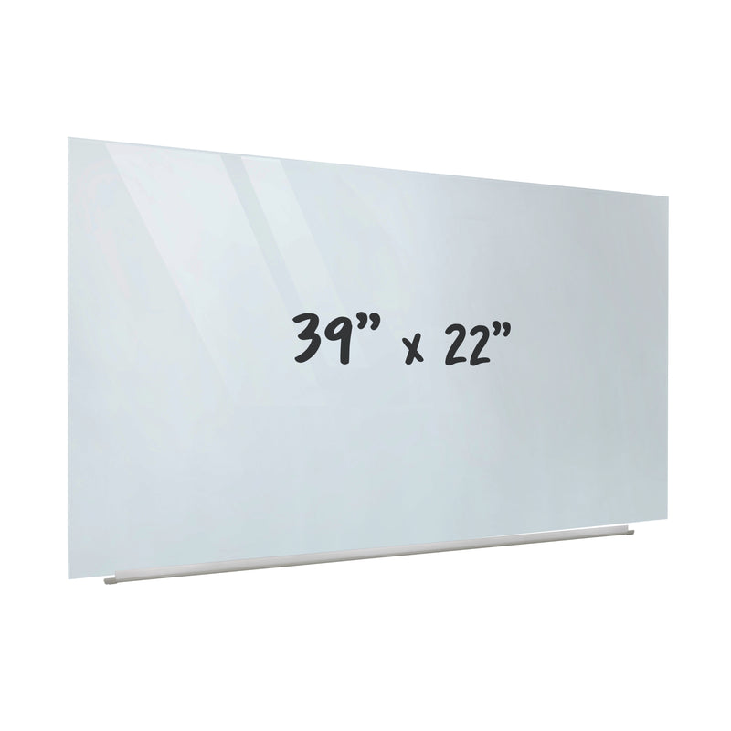 ECR4Kids Frameless Glass Whiteboard-Wall Mounted Magnetic Dry Erase w/ Pen Tray